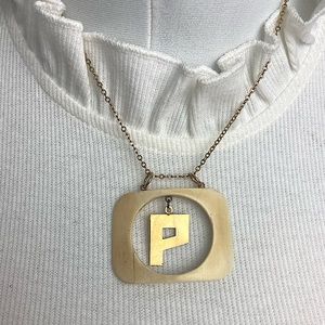 Vintage “P” Necklace in Brass and Bone